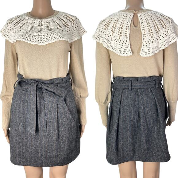 Ulla Johnson Dresses & Skirts - Ulla Johnson Grey Wool Silk Blend Ruched Office Preppy Skirt